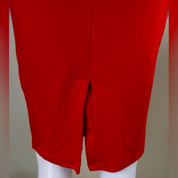 Red Midi Dress with Gold Detailing - Picture 5 of 9